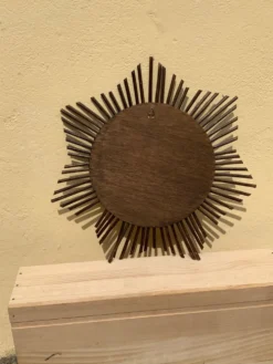 Miroir soleil vintage en rotin tressé diamètre 45 cm déco rétro