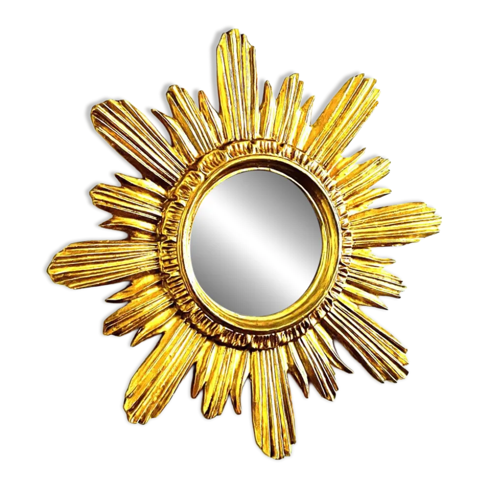 Miroir soleil Wenz en bois doré, Allemagne, 1960s