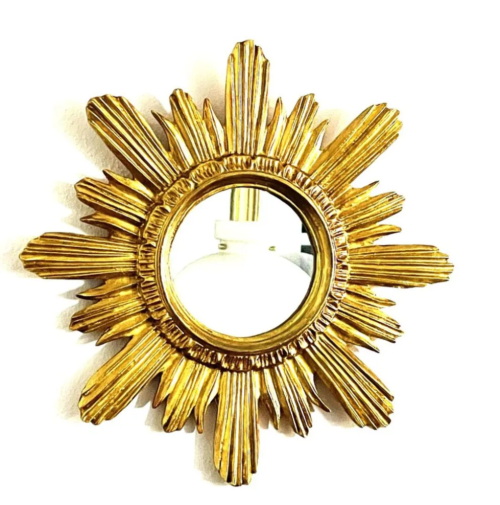 Miroir soleil Wenz en bois doré, Allemagne, 1960s