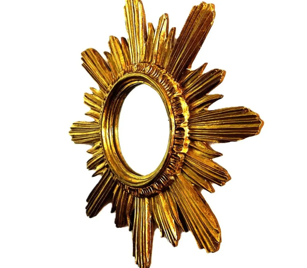 Miroir soleil Wenz en bois doré, Allemagne, 1960s