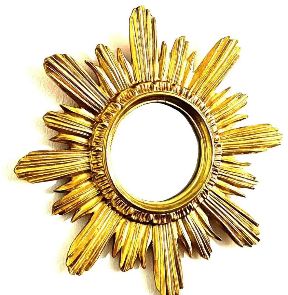 Miroir soleil Wenz en bois doré, Allemagne, 1960s