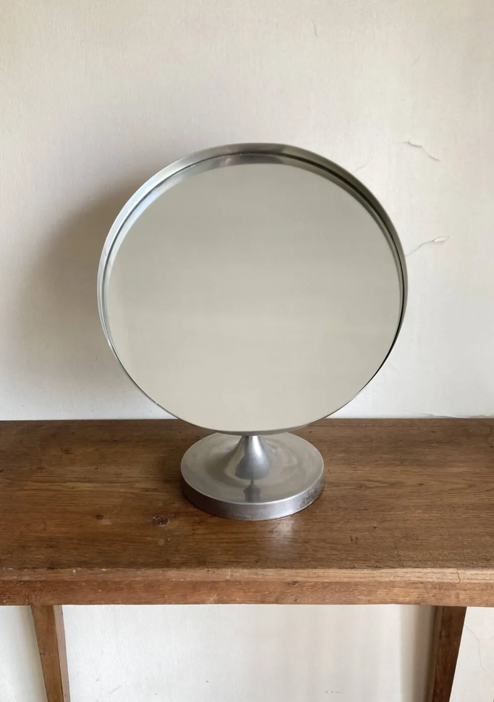 Miroir Space Age anglais 1960 orientable Durlston Design en acier nickelé