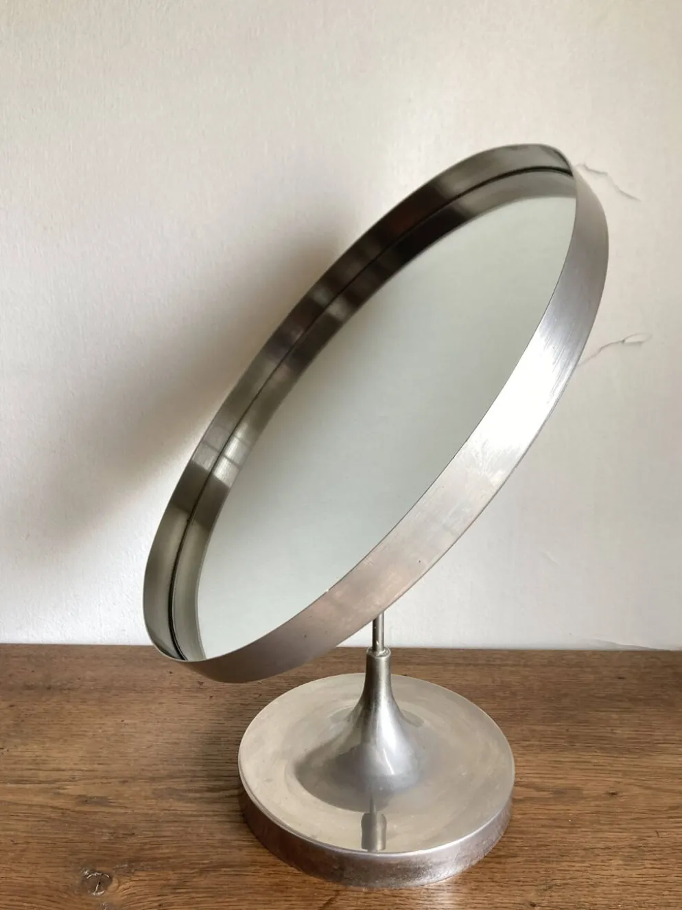 Miroir Space Age anglais 1960 orientable Durlston Design en acier nickelé