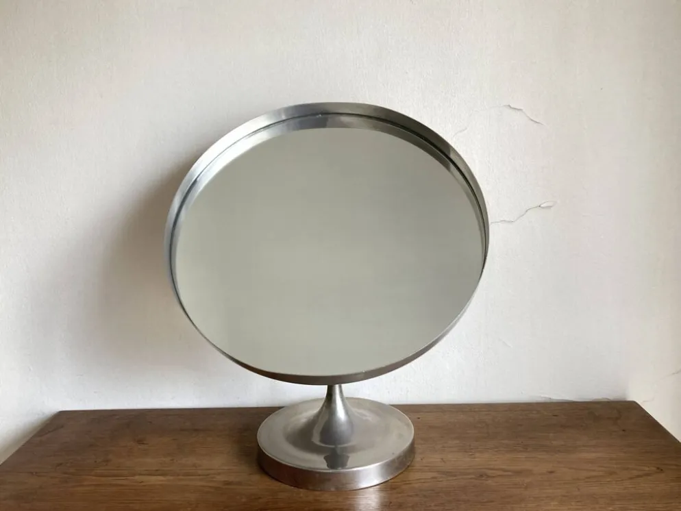 Miroir Space Age anglais 1960 orientable Durlston Design en acier nickelé