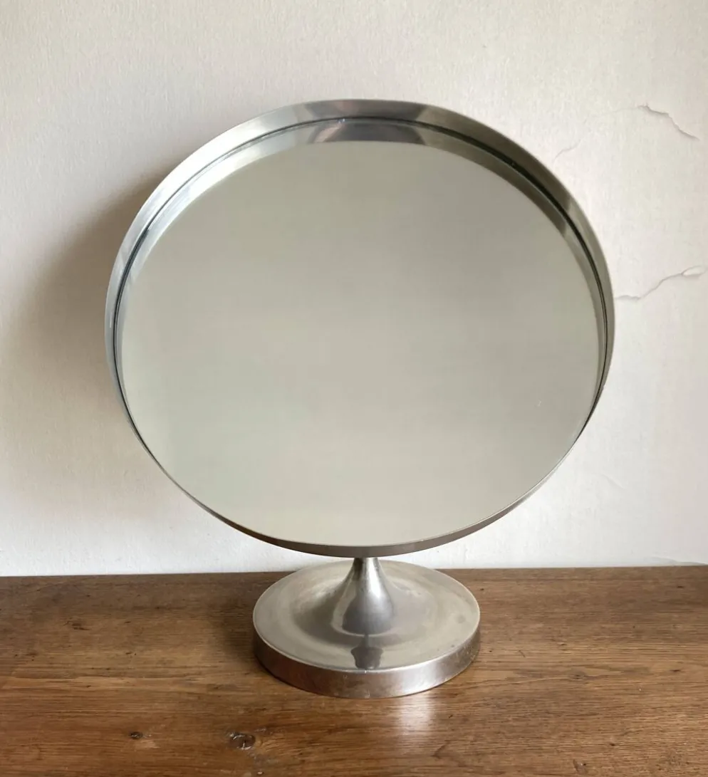 Miroir Space Age anglais 1960 orientable Durlston Design en acier nickelé