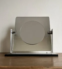 Miroir space age deux faces réversible en inox brossé 1970