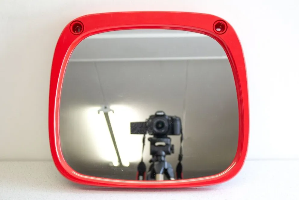 Miroir space age en plastique rouge vintage