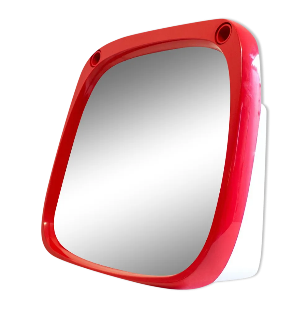 Miroir space age en plastique rouge vintage