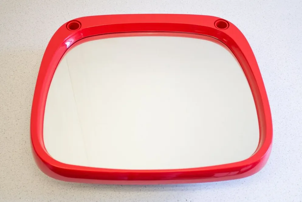 Miroir space age en plastique rouge vintage