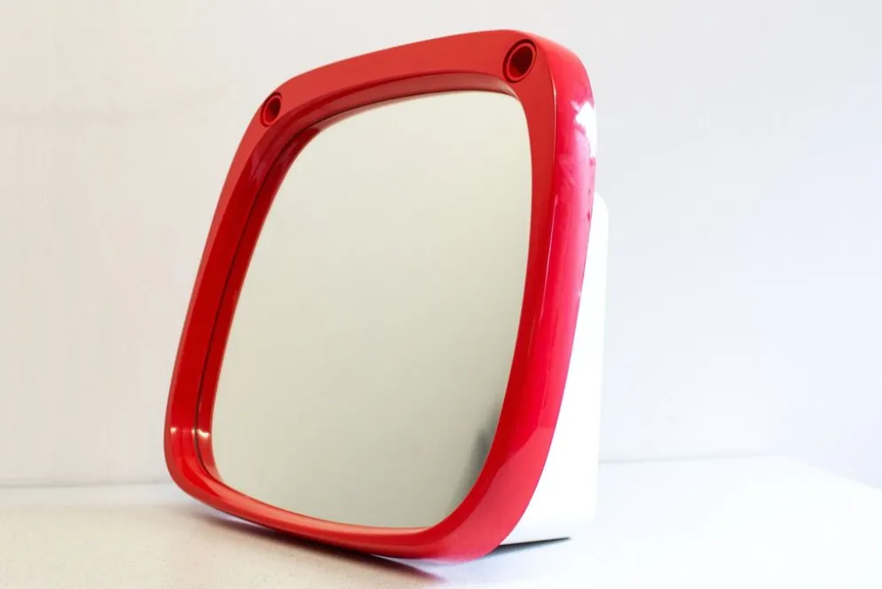 Miroir space age en plastique rouge vintage