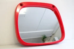 Miroir space age en plastique rouge vintage