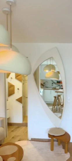 Miroir Space Age XXL en bois laqué, France années 1970