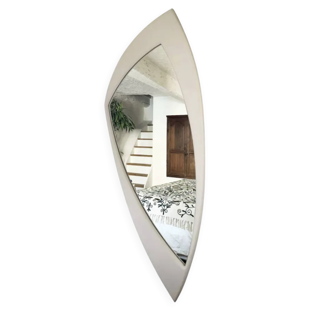 Miroir Space Age XXL en bois laqué, France années 1970