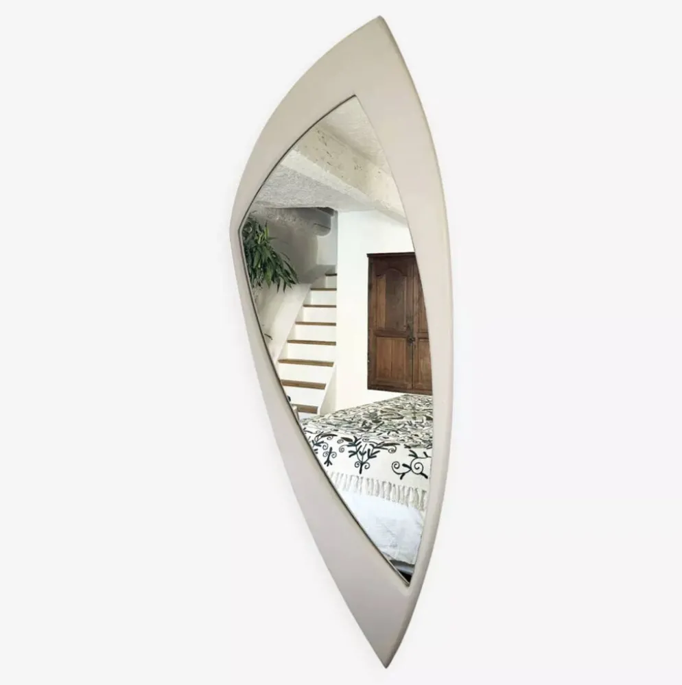 Miroir Space Age XXL en bois laqué, France années 1970