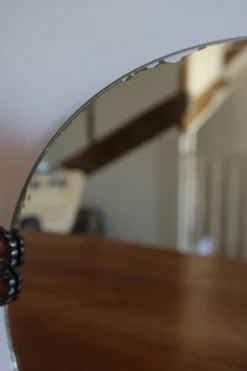 2 miroirs ronds alliage en cuivre, années 40-50