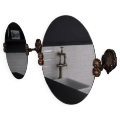 2 miroirs ronds alliage en cuivre, années 40-50