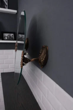 2 miroirs ronds alliage en cuivre, années 40-50