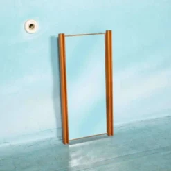 Miroir suédois minimaliste en bois de pin Japandi des années 70