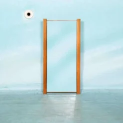 Miroir suédois minimaliste en bois de pin Japandi des années 70