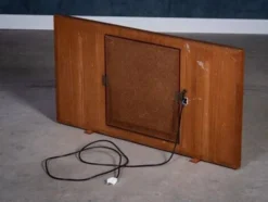 Miroir sur pied en teck vintage avec lampe, années 1960