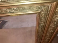 Miroir étain vintage cadre doré