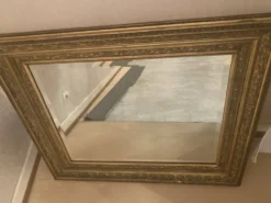 Miroir étain vintage cadre doré