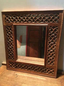 Miroir teck sculpté 55X61cm