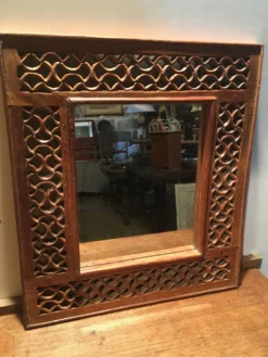 Miroir teck sculpté 55X61cm
