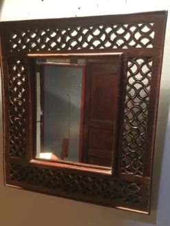 Miroir teck sculpté 55X61cm