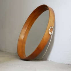 Miroir - Teck - Structure en bois avec laiton - Design italien vintage - Années 60