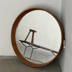 Miroir - Teck - Structure en bois avec laiton - Design italien vintage - Années 60