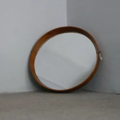 Miroir - Teck - Structure en bois avec laiton - Design italien vintage - Années 60
