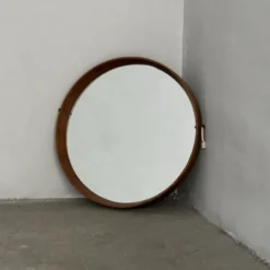 Miroir - Teck - Structure en bois avec laiton - Design italien vintage - Années 60