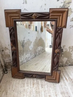 Miroir Tramp art 1900 folk art France