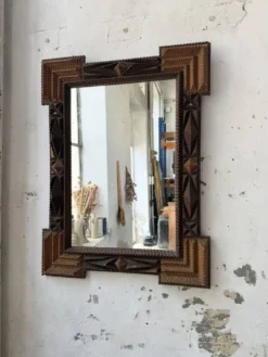 Miroir Tramp art 1900 folk art France