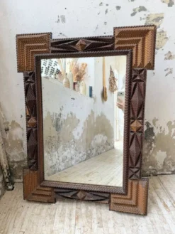 Miroir Tramp art 1900 folk art France
