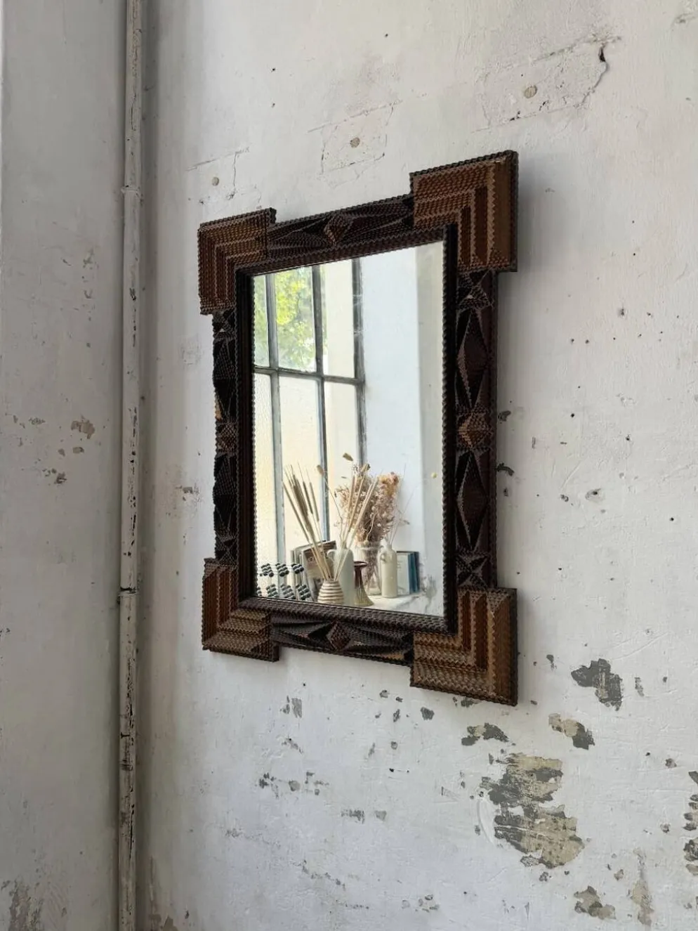 Miroir Tramp art 1900 folk art France