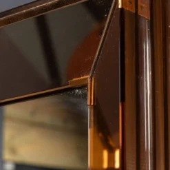 Miroir triple niveau en verre rosé et bronze italien vintage des années 1940