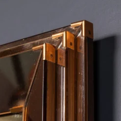 Miroir triple niveau en verre rosé et bronze italien vintage des années 1940