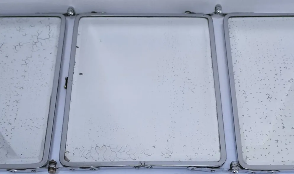 Miroir triptyque chrome patine début XXème