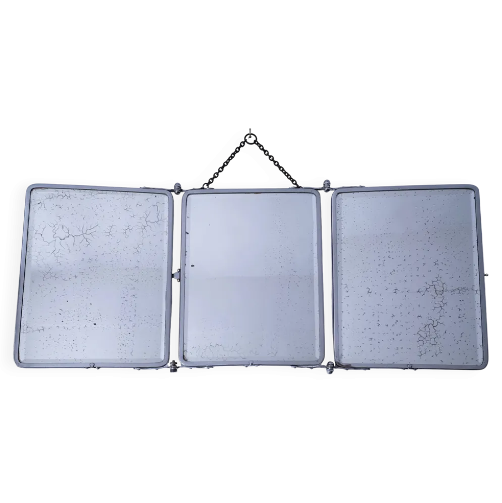 Miroir triptyque chrome patine début XXème