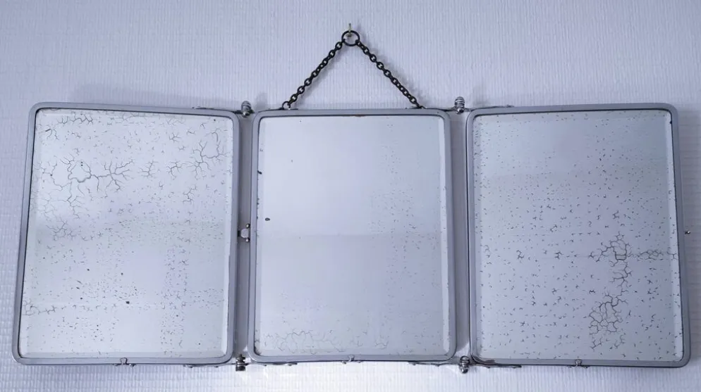Miroir triptyque chrome patine début XXème