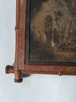 Miroir triptyque décor asiatique antique chaînette décoration murale bois