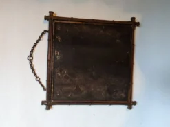 Miroir triptyque décor asiatique antique chaînette décoration murale bois