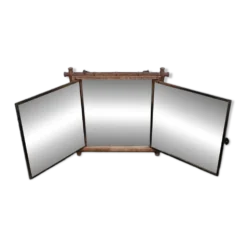 Miroir triptyque décor asiatique antique chaînette décoration murale bois