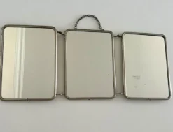 Miroir triptyque de barbier ancien Art Déco années 1920/30 – gainage o