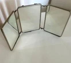 Miroir triptyque de barbier ancien Art Déco années 1920/30 – gainage o