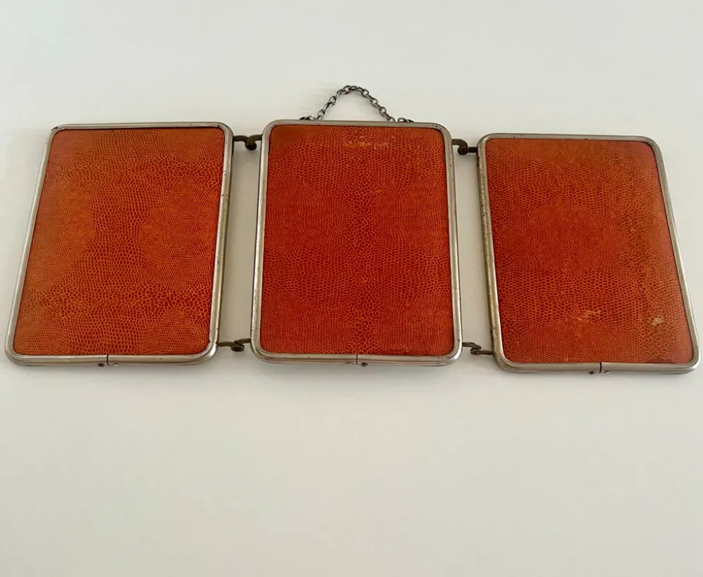 Miroir triptyque de barbier ancien Art Déco années 1920/30 – gainage o