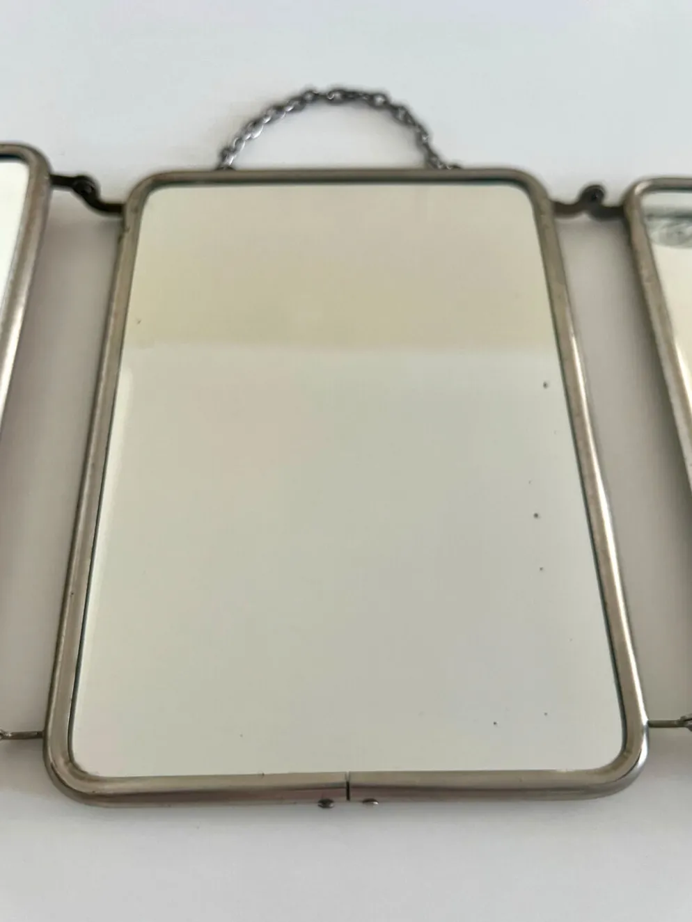 Miroir triptyque de barbier ancien Art Déco années 1920/30 – gainage o