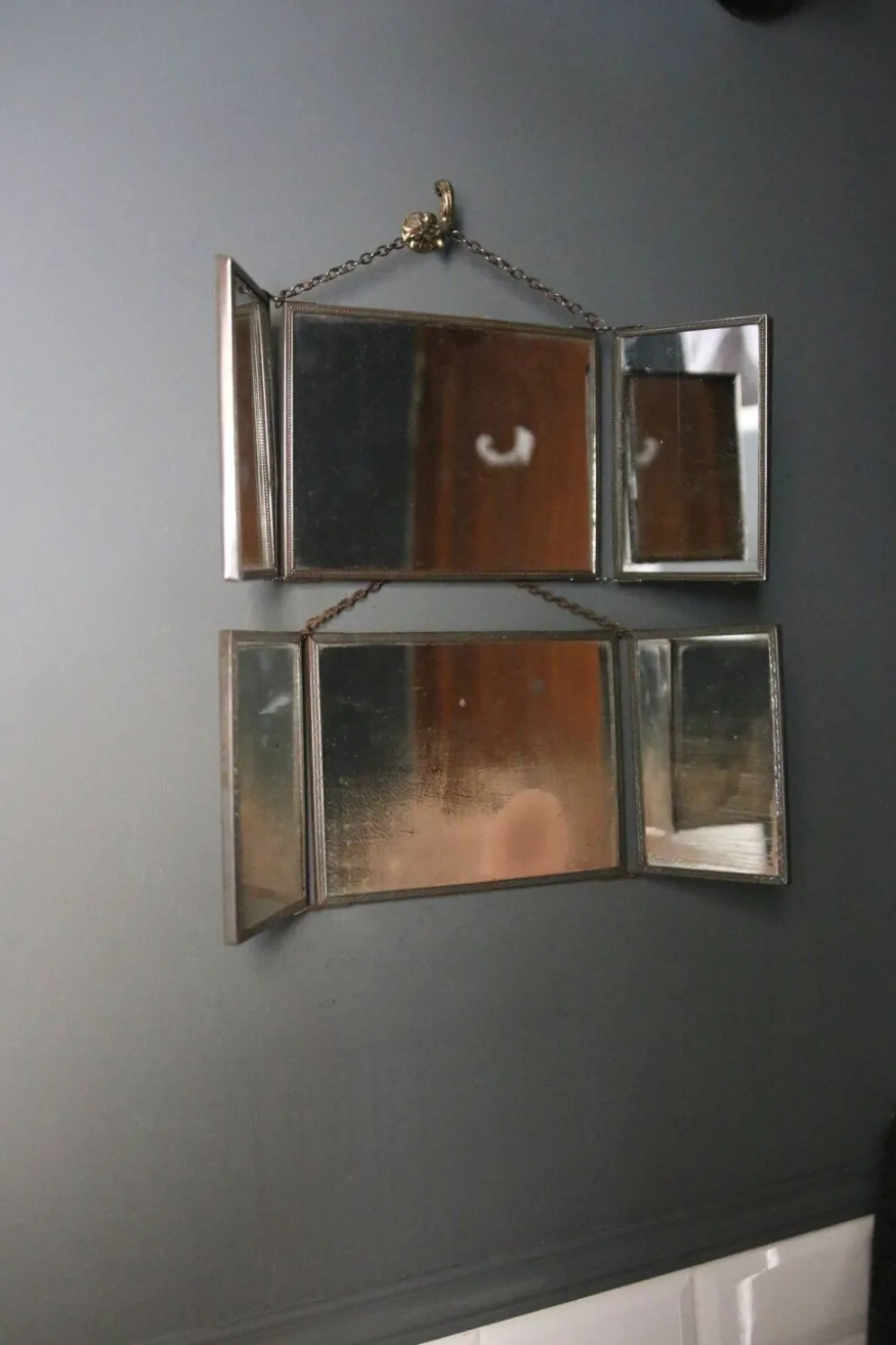 Miroir triptyque de barbier, Art Nouveau, circa 1900